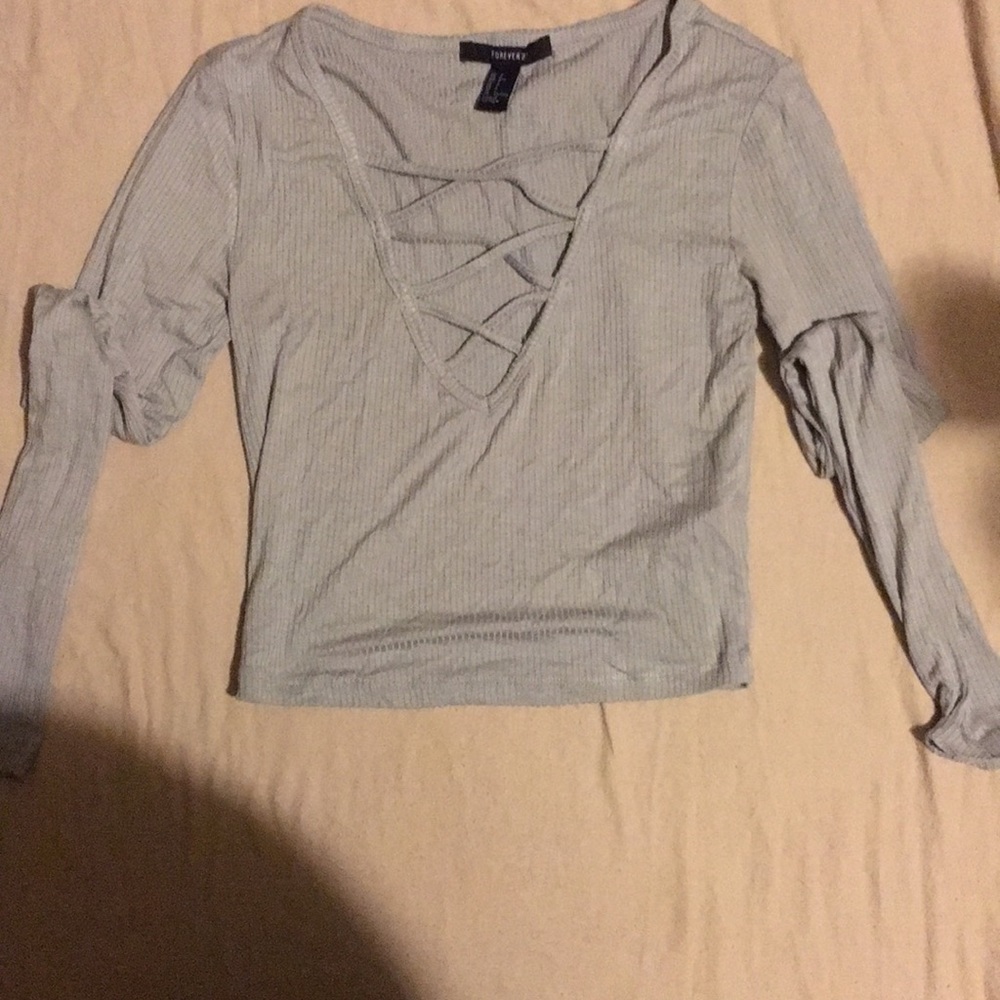 Grey V crop top